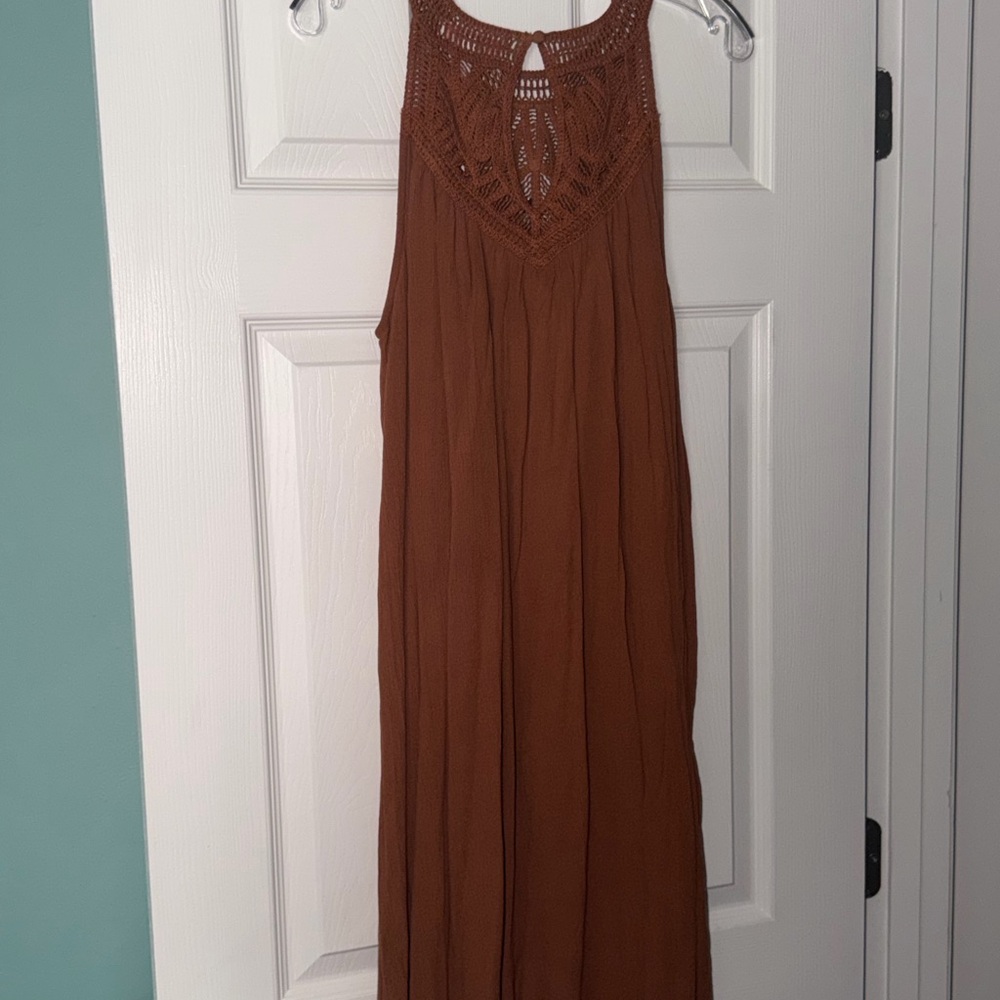 Shyanne Crochet Midi Dress - Rust Orange